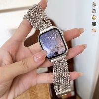 Cover Berlian Band Logam untuk Apple Watch 8 7 41 45Mm Ultra 49MM 40 44Mm Tali Baja Tahan Karat untuk IWatch 6 SE 5 38 42Mm Gelang