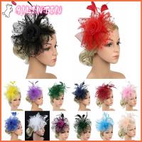 91LINTIN ผู้หญิงสาว Fascinators ผม งานแต่งงาน ดอกไม้ตาข่าย ที่คาดผม ALICE ที่คาดผมงานเลี้ยงน้ำชา หมวก fascinator กิ๊บติดผมขนนก