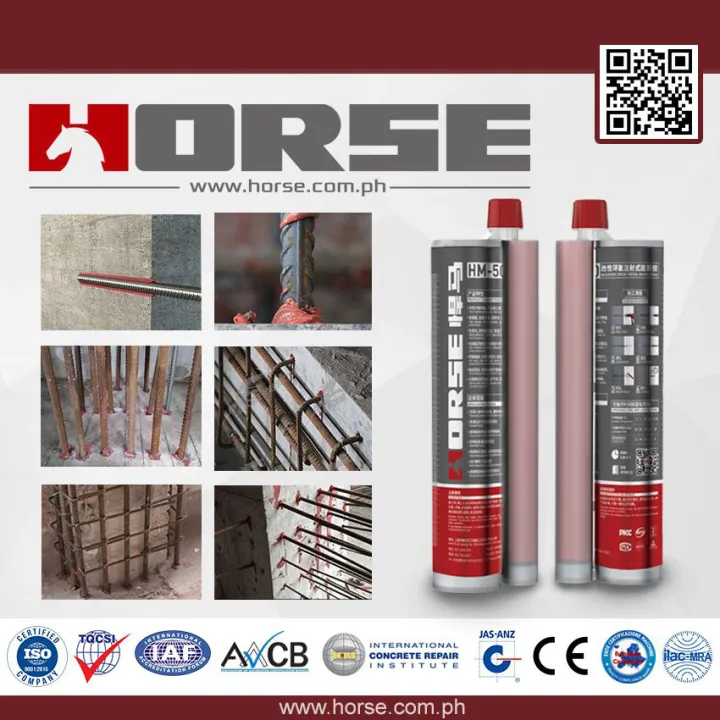 Horse HM-500 390ml Chemical Concrete Epoxy Adhesive Anchor Bolt for rebar, Steel Bar and Threaded Bar Connection / hm500 Concrete Anchoring injection type mortar