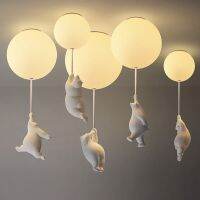 Modern Led Bear Ceiling Chandelier for The Children Room Baby Bedroom Minimalist Cute Home Decoration Accessories Indoor Fixture