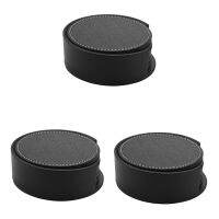 18x Leather Drink Coasters Round Cup Mat Pad for Home and Kitchen Use Black