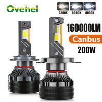 OVEHEL H7หลอดไฟหน้า Led 1LM H4 LED H11 HB3 9005 ‑ 9006 200W 4300K 6000K 3ท่อทองแดง K5C ชุดไฟ Led สำหรับรถยนต์12V