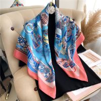 【YF】 Fashion Twill Silk Square Scarf for Women Luxury Print 90cm Hijab Headband Bandana Lady Headscarf Shawl Wraps Foulard Echarpe