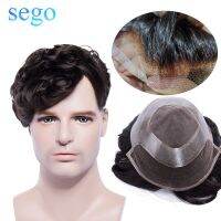 SEGO 8x10 ’Mono/PU/Lace Skin Men Toupee 100% Real Human Hair Non-Remy Men Hairpieces Wig Indian Hair Replacements System Gift ของขวัญ