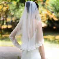 TOPQUEEN V96 Sweet Bridal Pearl Embroidered TulleVeil1.6M Wedding Veil Ivory White Elbow Length Wedding Veil with Comb for Bride