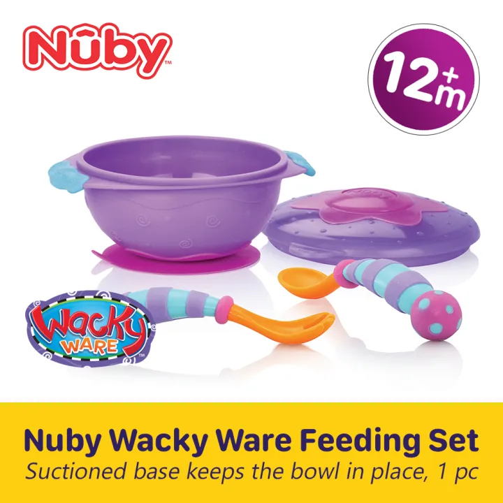 Nuby 12m+Wacky Ware Suction Bowl Feeding Set | Lazada PH