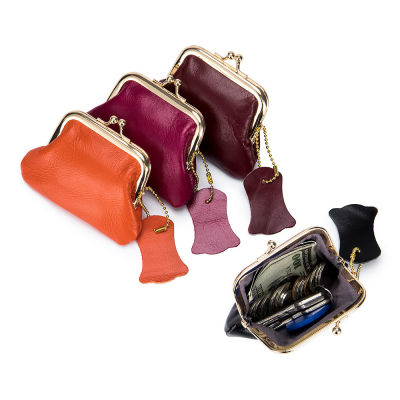 กระเป๋าสตางค์ผู้หญิงขนาดเล็กแนววินเทจกระเป๋าสตางค์ขนาดเล็ก Dompet Koin คลัทช์มีห่วง5สีกระเป๋ากุญแจกระเป๋าสตางค์หนัง5สีแนววินเทจ