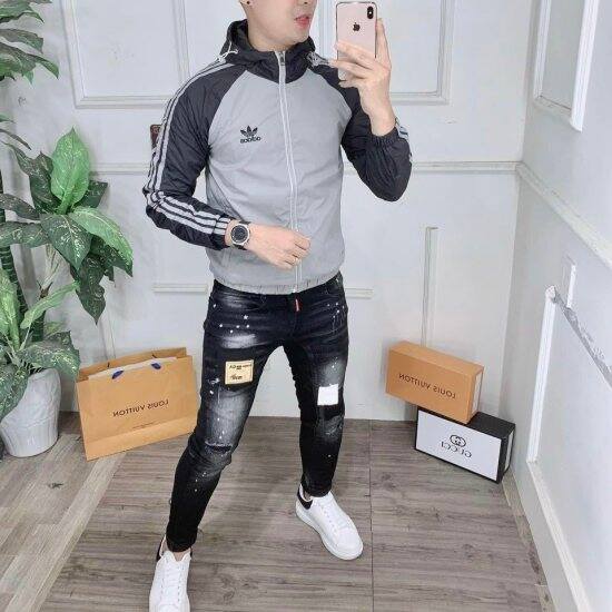 Áo khoác gió thom nam nữ 2 lớp dầy dặn phối viền kẻ sọc - ảnh sản phẩm 3