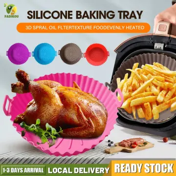 1-3 Pack Reusable Silicone Air Fryer Basket Non-Stick Round Pot Oven Baking  Tray