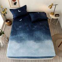 Bonenjoy Bed Sheet Blue Night Sky Reactive Prined Bed Sheets and Pillowcase drap de lit Sheet on Elastic