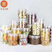 SXSA กล่องเก็บของประเภทสกรูแบบใสทนทานสำหรับห้องครัวถังเครื่องสำอางที่ว่างเปล่าของเบ็ดเตล็ดถังกระป๋องผนึกกันลมเข้าถังเก็บของอาหารถังบิสกิต