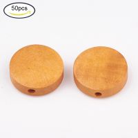 50/100pcs Natural Pear Wood Beads Dyed Flat Round Multi color For Jewelry Making 15x4mm Hole: 1.8mm