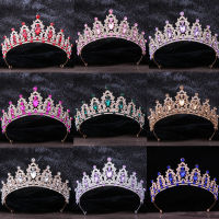 【 CW】DIEZI Luxury Elegant AB Crystal Crown Hair Accessories Tiara For Women Party Red Purple Rhinestone. Bridal Crown New Hair Jewelry