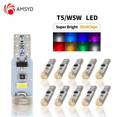 【CW】10Pcs T5 3014 5SMD Car Wedge LED Dashboard Bulb CANBUS Error Free License Plate Light Lamp Decoration DC 12V White Amber