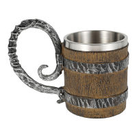 550ml Viking Beer Mug Handmade Beer Mug Carving Beer Tankard Viking Cup Antique Wood Imitation Barrel Cup Birthday Gift