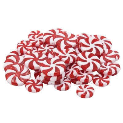 50 Pieces Christmas Garland Candy Swirl Garland Ornament Red and White Candy Plastic Tree Candy Decoration for Xmas