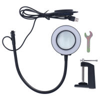 Clamp Magnifying Lamp Non Slip LED Lighted Magnifying Glass Repairing Universal Flexible USB for Close Work