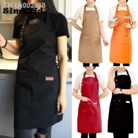 ♟♣⊙ New Fashion Canvas Kitchen Aprons For Woman Men Chef Work Apron For Grill Restaurant Bar Shop Cafes Beauty Nails Studios Uniform