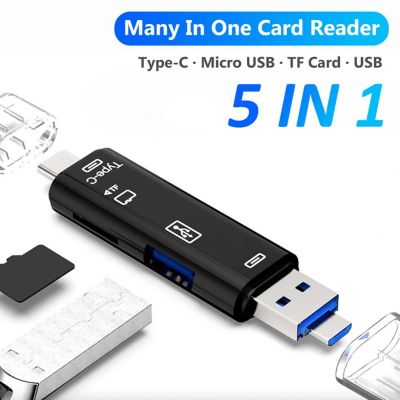 Tipe C MicroUSB Pembaca Kartu Multi Memori Ponsel OTG USB 3.0 Kecepatan Tinggi Pembaca Kartu TF 5-In-1 Tipe C untuk Laptop