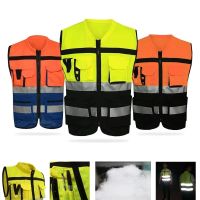 4XL High Visibility Reflective Safety Vest Safety Clothing Work Reflective Vest Multi Pockets Workwear Safety Waistcoat Men