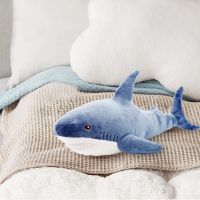 30cm Blue Shark Stuffed Plush Doll Soft Cute Cartoon Animal Reading Pillow Cushion Ocean Decoration Toy Children Birthday Gifts