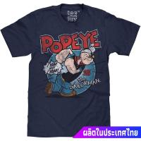 เสื้อยืดโอเวอร์ไซส์ผ้าฝ้าย 100%ป๊อปอาย เยาวชน Tee Luv Popeye The Sailorman T-Shirt - I Yam What I Yam Popeye Cartoon Mens Shirt ผู้ชาย disc S-5XL