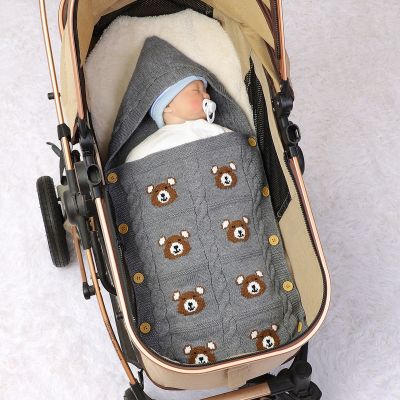 Baby Sleeping Bags Winter Thicken Warm Knit Newborn Boys Girls Swaddle Wrap Envelopes Autumn Infant Netural Stroller Sleep Sacks