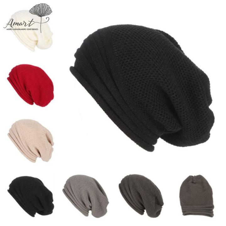 amart-แฟชั่นฤดูหนาวถุงอ้วนหมวกไหมพรมถักหมวกให้ความอุ่นสำหรับผู้ชายผู้หญิง