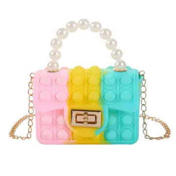 Clear Transparent jelly Shoulder Bag Gradient Candy Color Chain Messenger  Bag