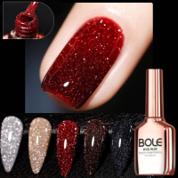 ELECOOL Official Store【BOLE/ANNIES】Nail Gel P-olish 10 สีเล็บแวววาวแฟลชเล็บเจลยูวีเล็บกาวศิลปะประกายดิสโก้แสงดาวเล็บยาทาเล็บหรูหราเล็บเจล พร้อมสต็อก UV/LED