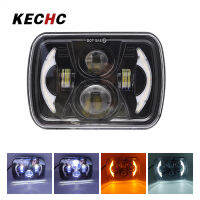 KECHc ไฟหน้ารถทรงสี่เหลี่ยมไฟหน้ารถมอเตอร์ไซค์แบบ Led 7นิ้ว60W 6000lm 6000K อะไหล่โคมไฟสไตล์วินเทจสำหรับรถบรรทุกรถออฟโรด