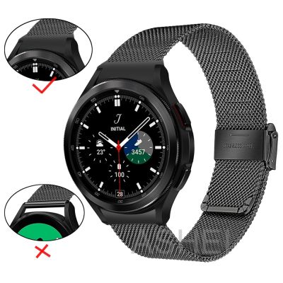（A creative）สำหรับ Samsung Galaxy นาฬิกา4 Calssic 46มม. ไม่มีช่องว่าง Milanese สายโลหะ Galaxy Watch4 5 Pro 45มม. 44มม. 40มม. สร้อยข้อมือปลายโค้ง