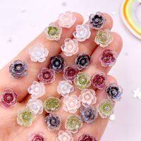 50pcs Resin Glitter Colorful Mini Crystal 9mm Bowl Flower Flatback Rhinestone Nail Art Applique DIY Button Scrapbook Decor Craft Haberdashery