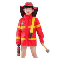 ชุดฮาโลวีน พนักงานดับเพลิงเด็ก cosplay ชุดนักผจญเพลิงรุ่นใหม่สำหรับนักผจญเพลิง