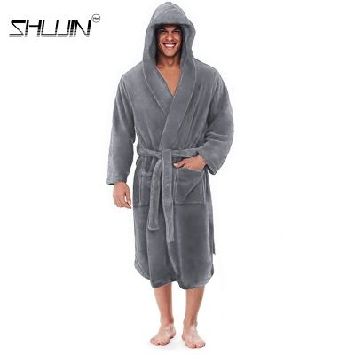 Men Casual Kimono Bathrobe Autumn Winter Flannel Long Robe Thick Warm Sleepwear Plus Size Nightgown Male Loose Home Wear 5XL