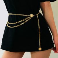 Women Fashion Belt Hip High Waist Gold Silver Narrow Metal Chain Chunky Fringes Crystal Diamond Waist Chain