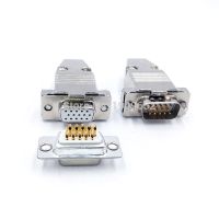 ‘’；【=- DB15 VGA Plug D Type Connector  Metal Case En Plated Brass Contactor 3 Row 15Pin Port Socket Female Male Adapter DP15