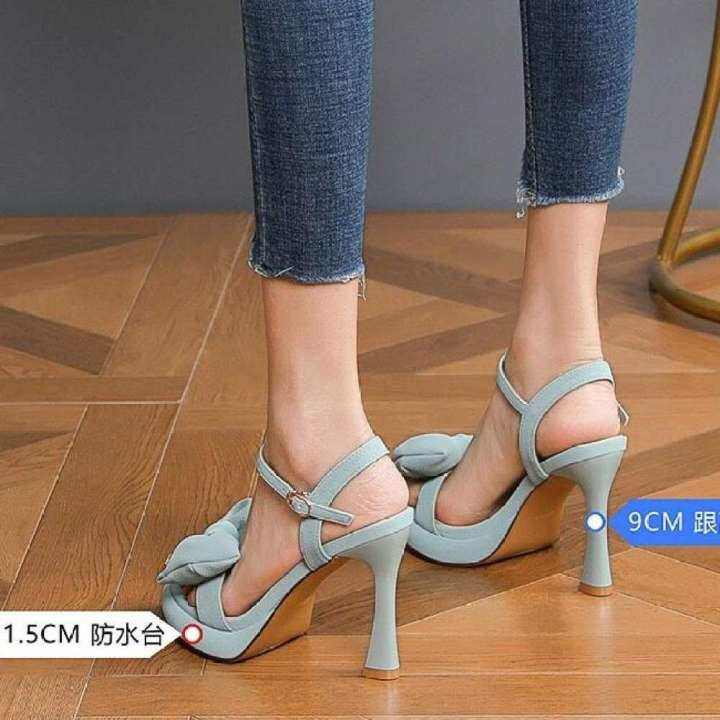 แฟชั่นใหม่สุภาพสตรีรองเท้าส้นสูง-slim-heel-อารมณ์ดาราโบว์ปลาปากหนึ่งปุ่มรองเท้า