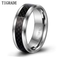 {BUSA Fashion Accessories} TIGRADE 8Mm Men 39; S Titanium Black Carbon Fiber Inlay Beveled Edges Ring Man Cool Party Rings Wedding Band Comfort Fit Size 6 13