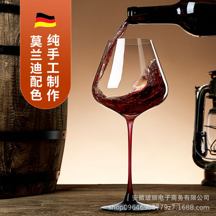 แก้วไวน์คริสตัลสีแดงเบอร์กันดีแก้วทรงสูงกล่องของขวัญขนาดใหญ่2-6ชิ้นแก้วไวน์สไตล์ยุโรปการตกแต่งบ้าน