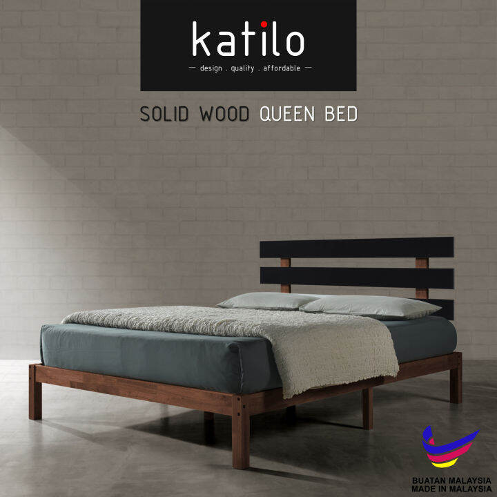 KIRA Solid Wood Bed / Queen Bed / Single Bed / Bed Frame / Katil Kayu