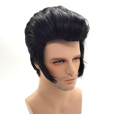Elvis Presley Hairstyle Short Wigs for Men Cosplay Natural Synthetic Hair wig
