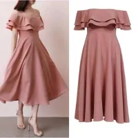 Buy Dress Women Off Shoulder Peach online | Lazada.com.ph
