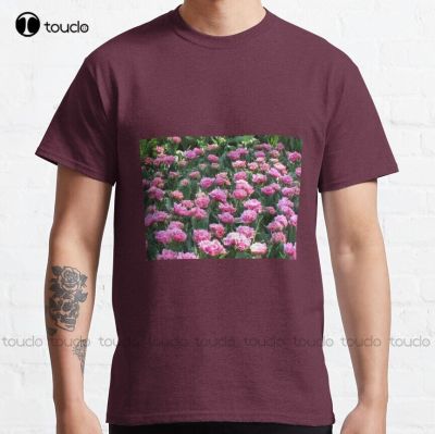 Parade Of Pinks   Tulips In The Keukenhof Gardens Classic T Shirt Custom Aldult Teen Unisex Digital Printing Tee Shirts Xs 5Xl XS-6XL