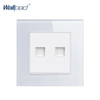 CAT7 Double Data Wall Socket Wallpad Crystal Glass Panel RJ45 CAT 7 Dual Data Internet Port Shoes Accessories