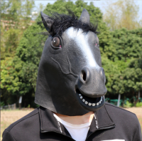 ใหม่ Black Horse Latex หน้ากากสมจริง Unisex ฮาโลวีน Masquerade เครื่องแต่งกายสัตว์ Props Creepy Horse Head