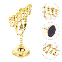 Leetshop Metal Hanukkah Menorah 7-Branches Candle Holder Hanukah Candle Holder Desktop Candle Holder