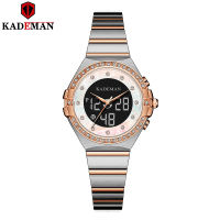 KADEMAN Top nd Luxury Ladies Watches LED og Digital Display Quartz Women Watch Stainless Steel Wristwatch reloj mujer