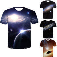 เสื้อยืดพิมพ์ลาย Galaxy 3D ยูนิเซ็กส์,เสื้อแขนสั้นลายจักรวาลสวยงามแฟชั่นแนวสตรีท