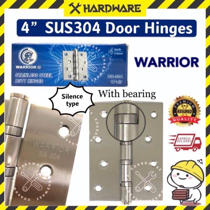 Stainless steel SUS304 silence hinge Warrior 4”/Engsel pintu/Door hinge ...